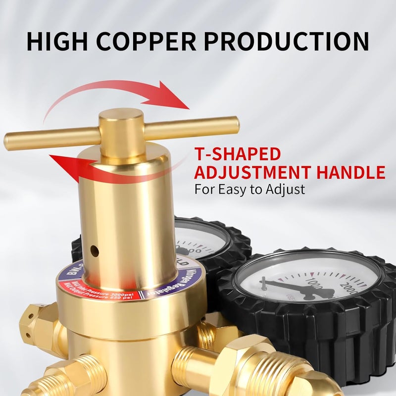 BOWELD BO WELD Nitrogen Regulator with 0-800 PSI, CGA580 Inlet Connection and 1/4'' Male Flare Outlet Connection Gauges - Image 4